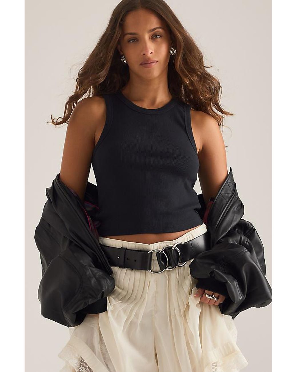 By Anthropologie Black The Rib City Racer Tank Top