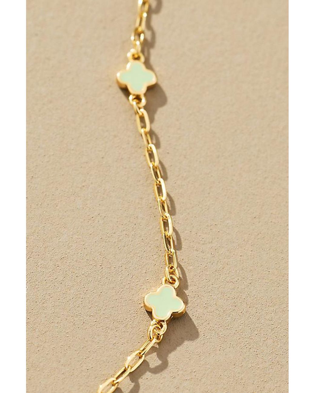 By Anthropologie Brown Tiny Clover Chain Necklace