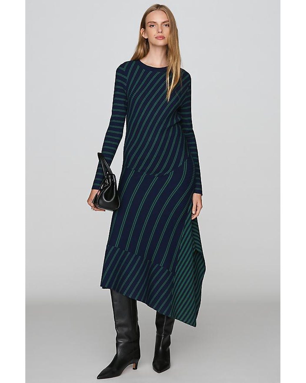 By Anthropologie Blue Asymmetrical Knit Dress