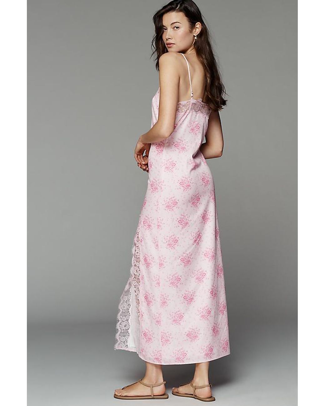 Amy Jane London Gray Camille Satin Midi Slip Dress