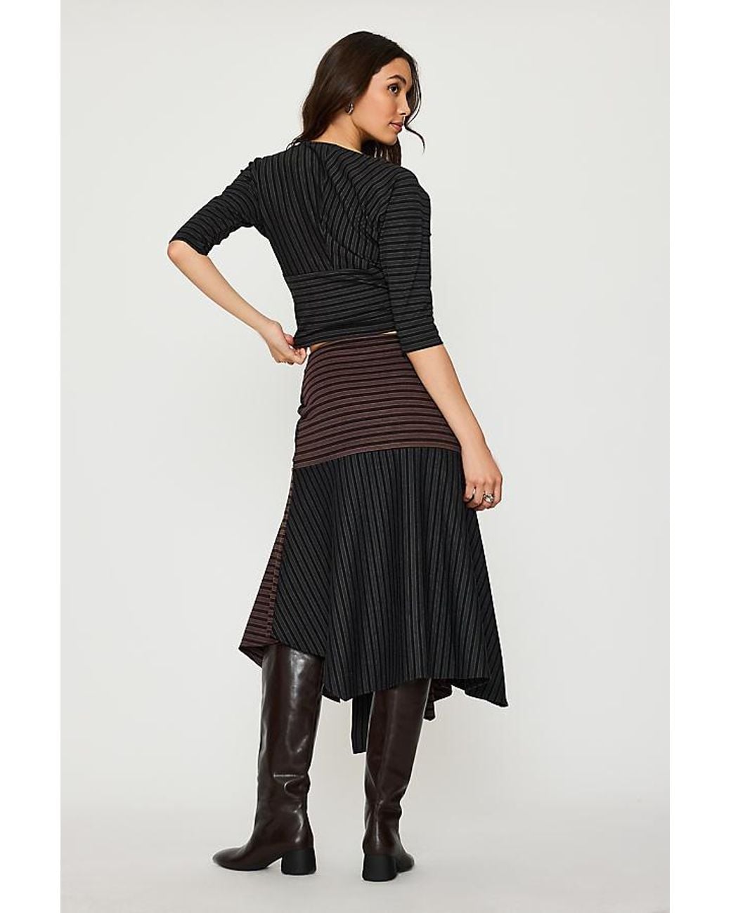 Feners Black Promesa Flared Midi Skirt