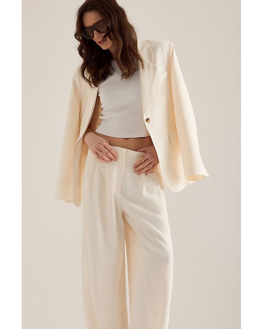 SELECTED Natural Ellie Wide-Leg Trousers