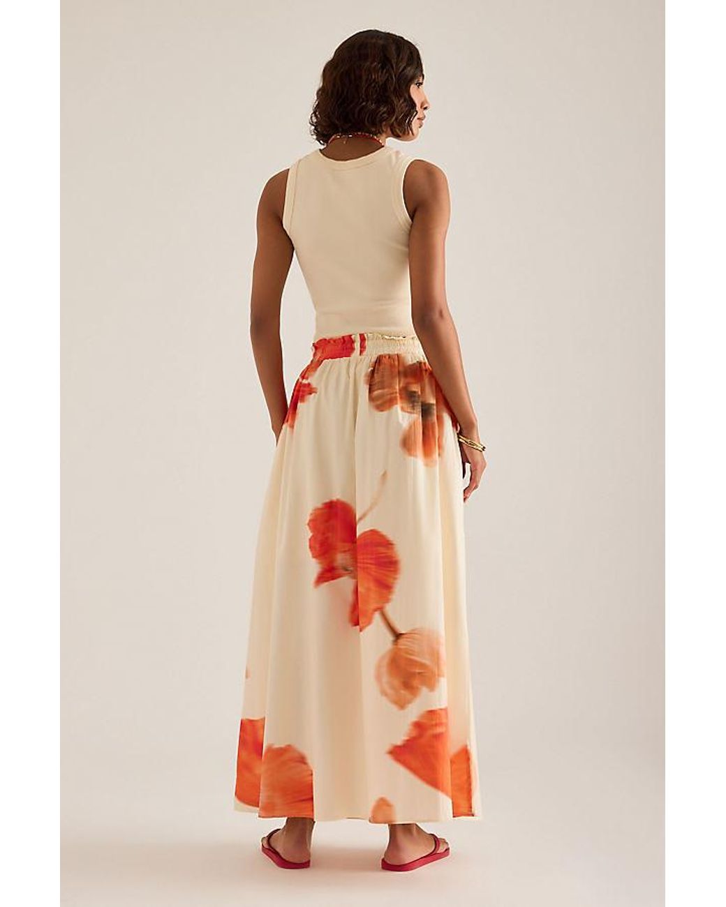 Never Fully Dressed White Blurred Floral Maxi Skirt
