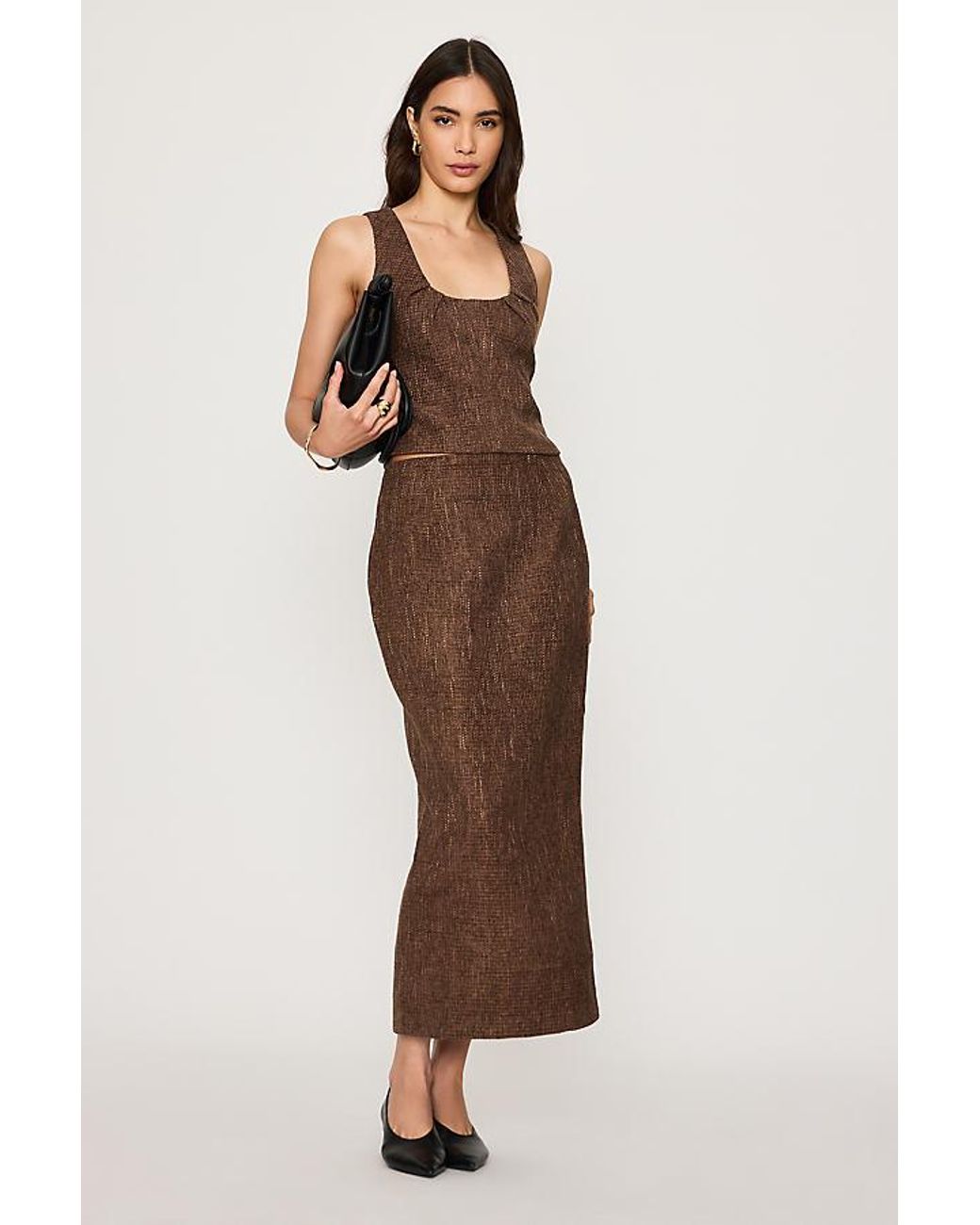 Odd Muse Brown Tweed Sleeveless Top