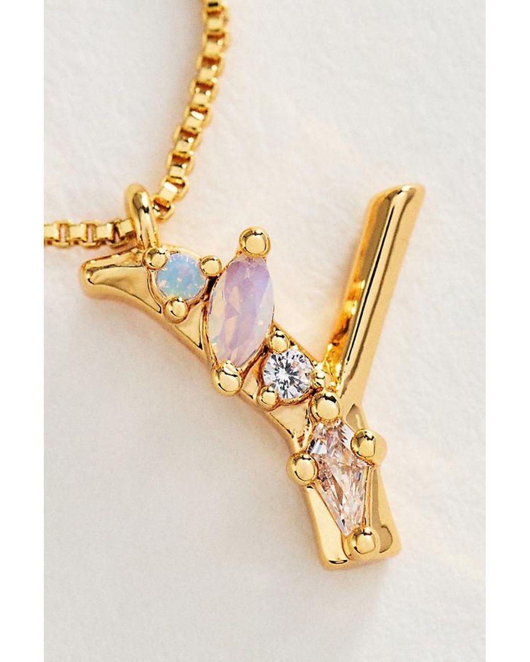 By Anthropologie Metallic Crystal Initial Necklace
