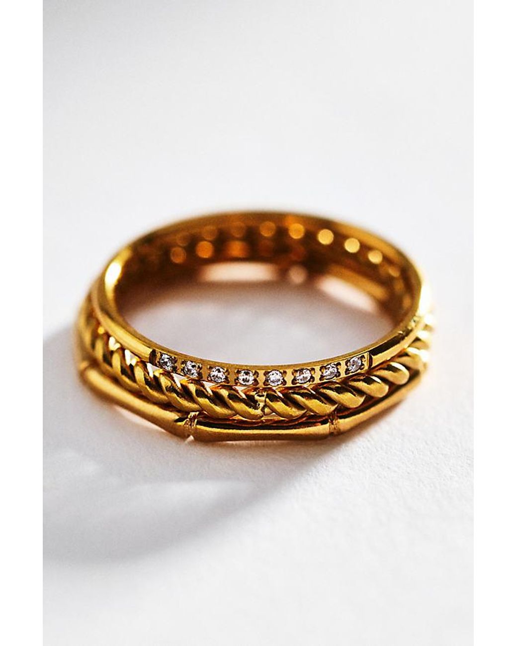 By Anthropologie Metallic Water-Resistant Rings, Set Of 3