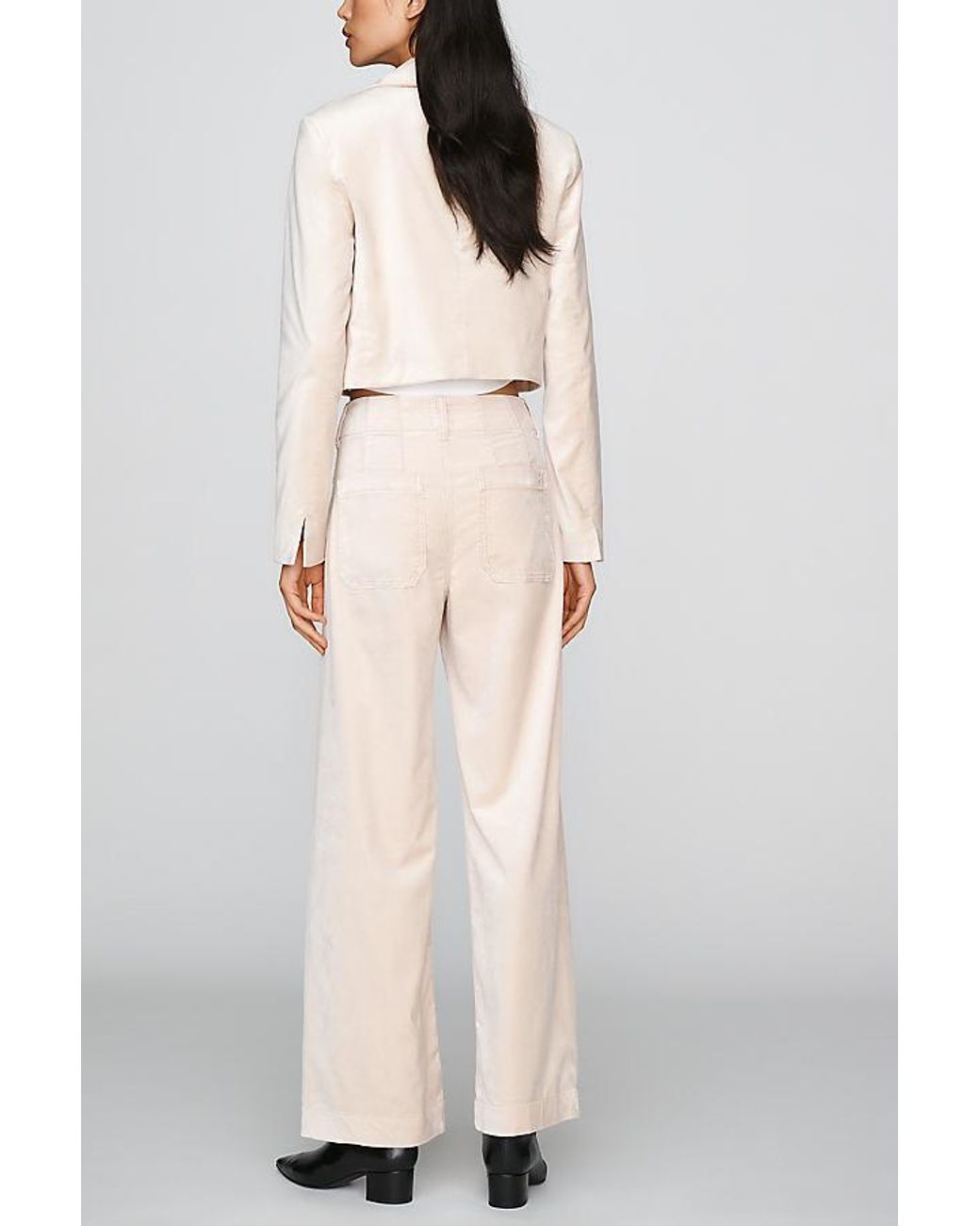 Maeve Natural The Colette Full-Length Velvet Trousers By