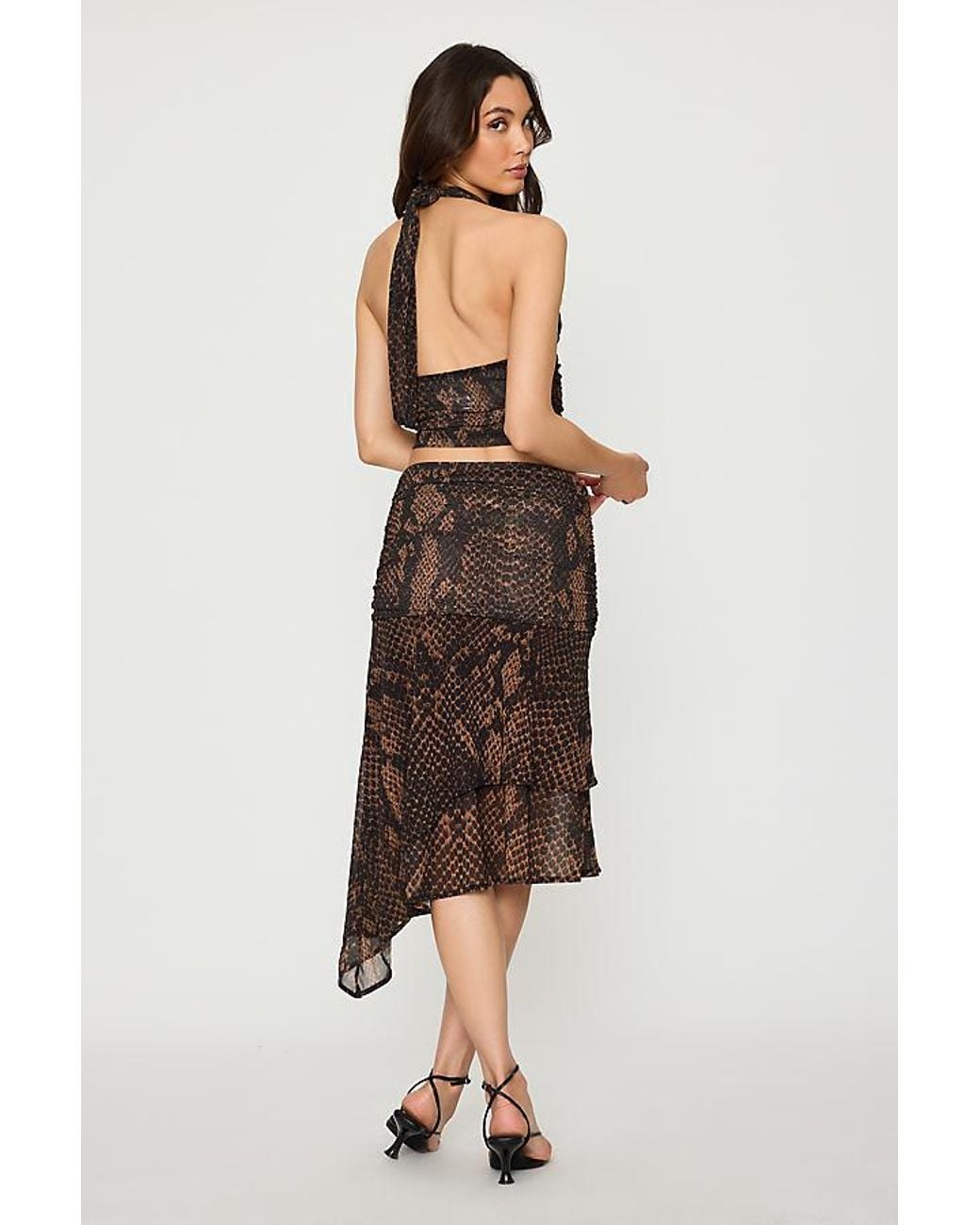 Feners Brown Festa Asymmetric Midi Skirt