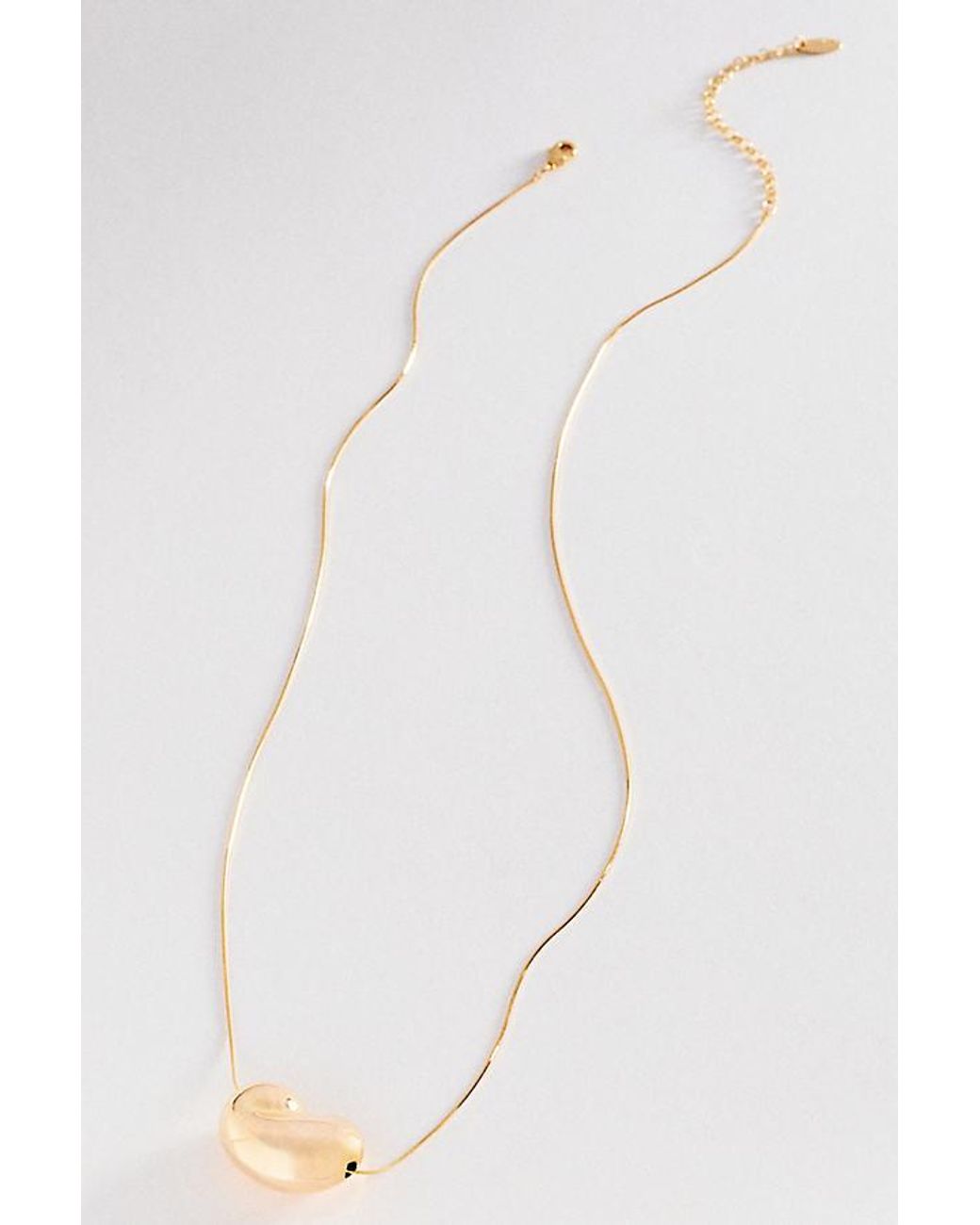 By Anthropologie White Metal Bean Pendant Necklace