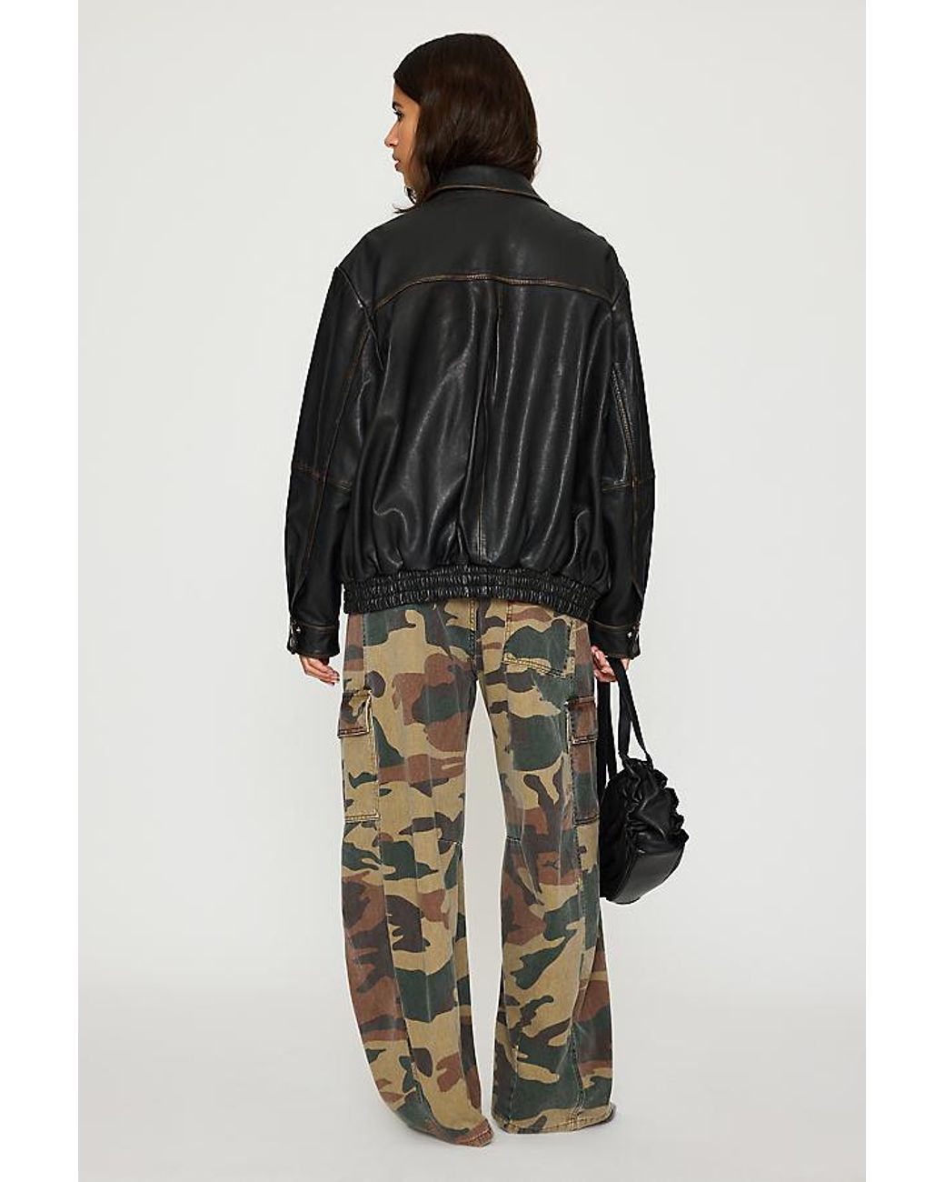 By Anthropologie Black Real Leather Bomber Jacket