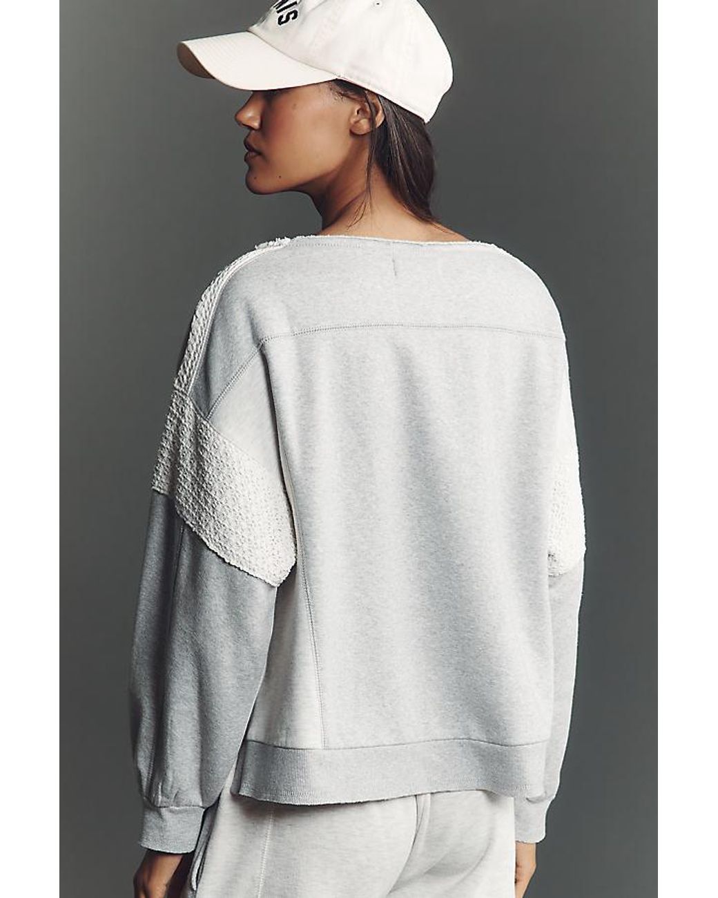 Daily Practice Gray Crew-Neck Lace Panel Sweatshirt