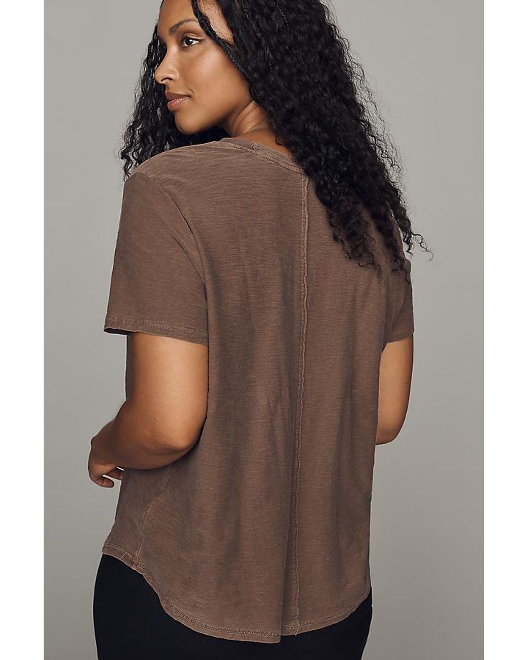 Pilcro Black The Bennie Slim Crew Neck Cotton-Slub T-Shirt By