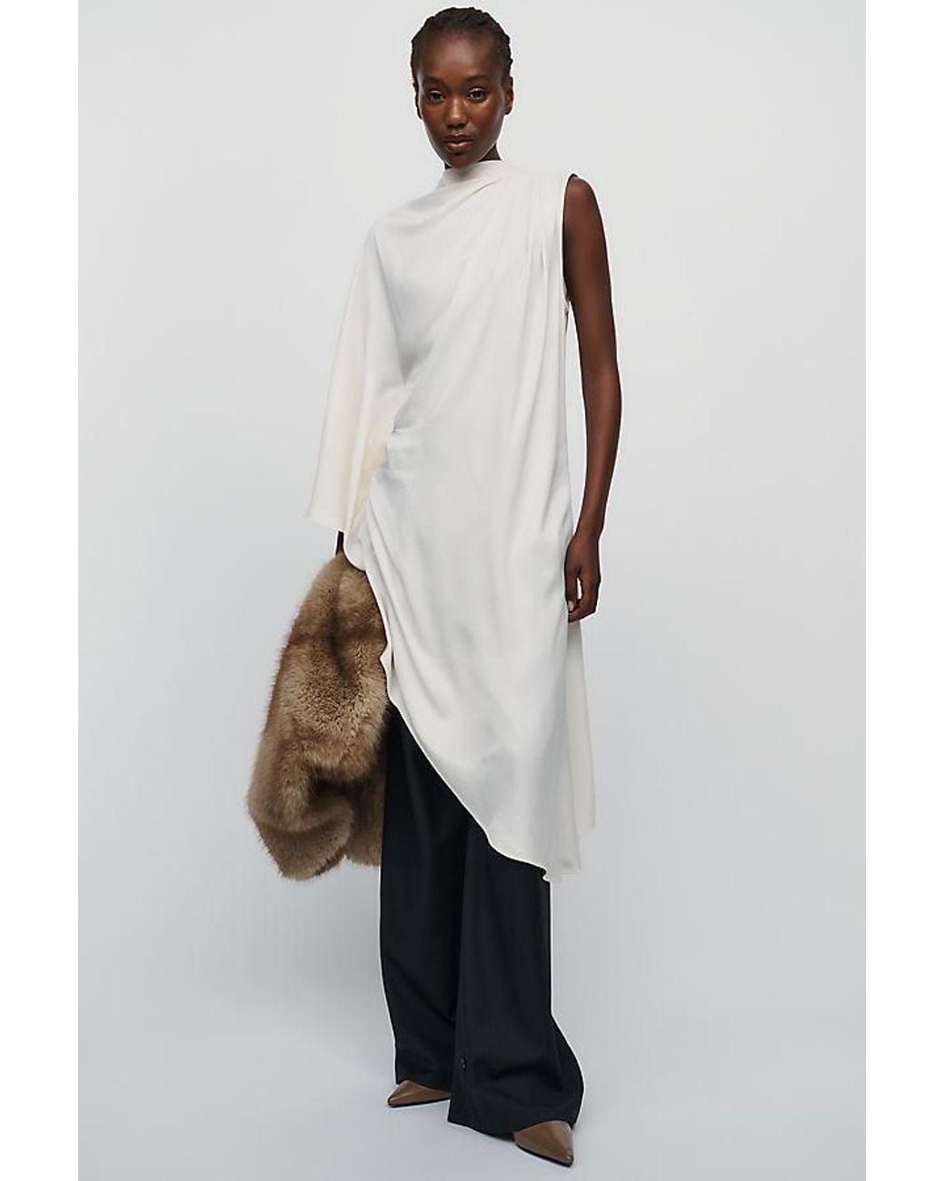 Maeve White Sleeveless Satin Tunic