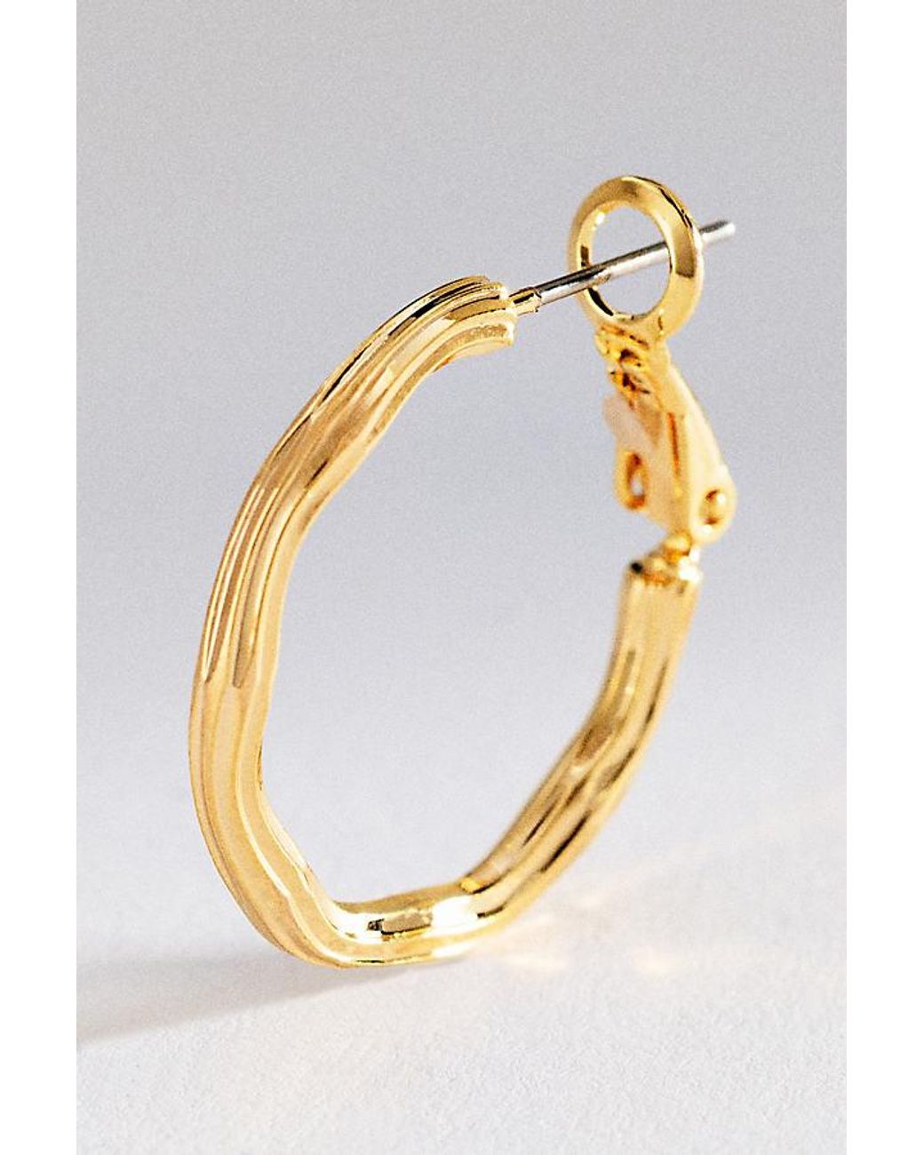 Anthropologie Metallic Ribbed Hoop Earrings