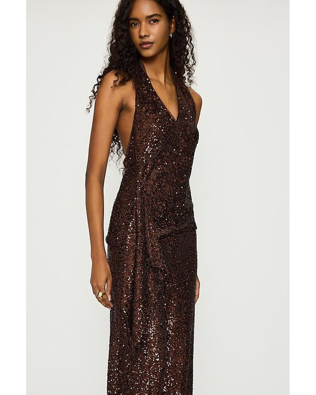 Bardot Brown Melanie Halter Sequin Top