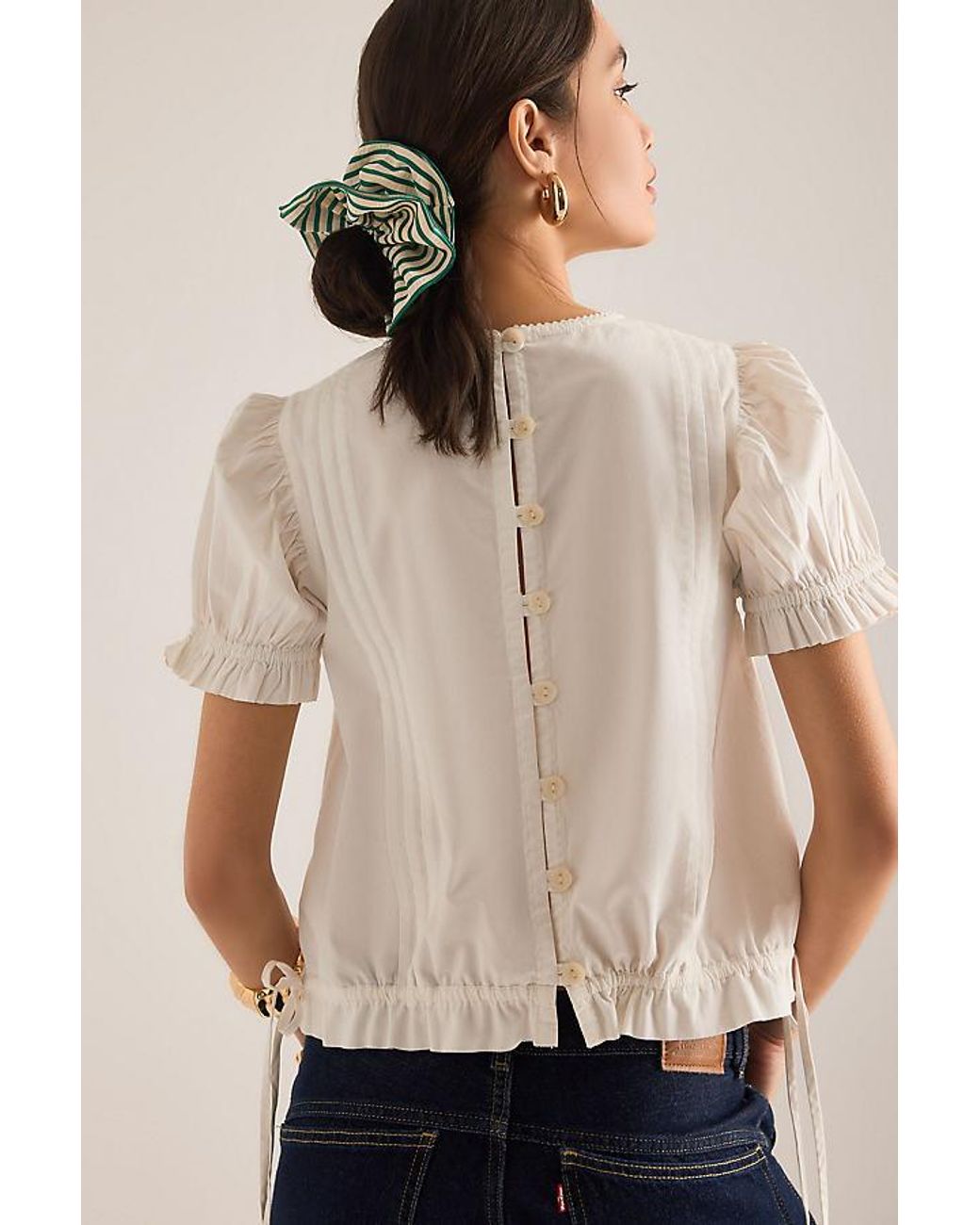 Anthropologie Green Oversized Stripe Scrunchie