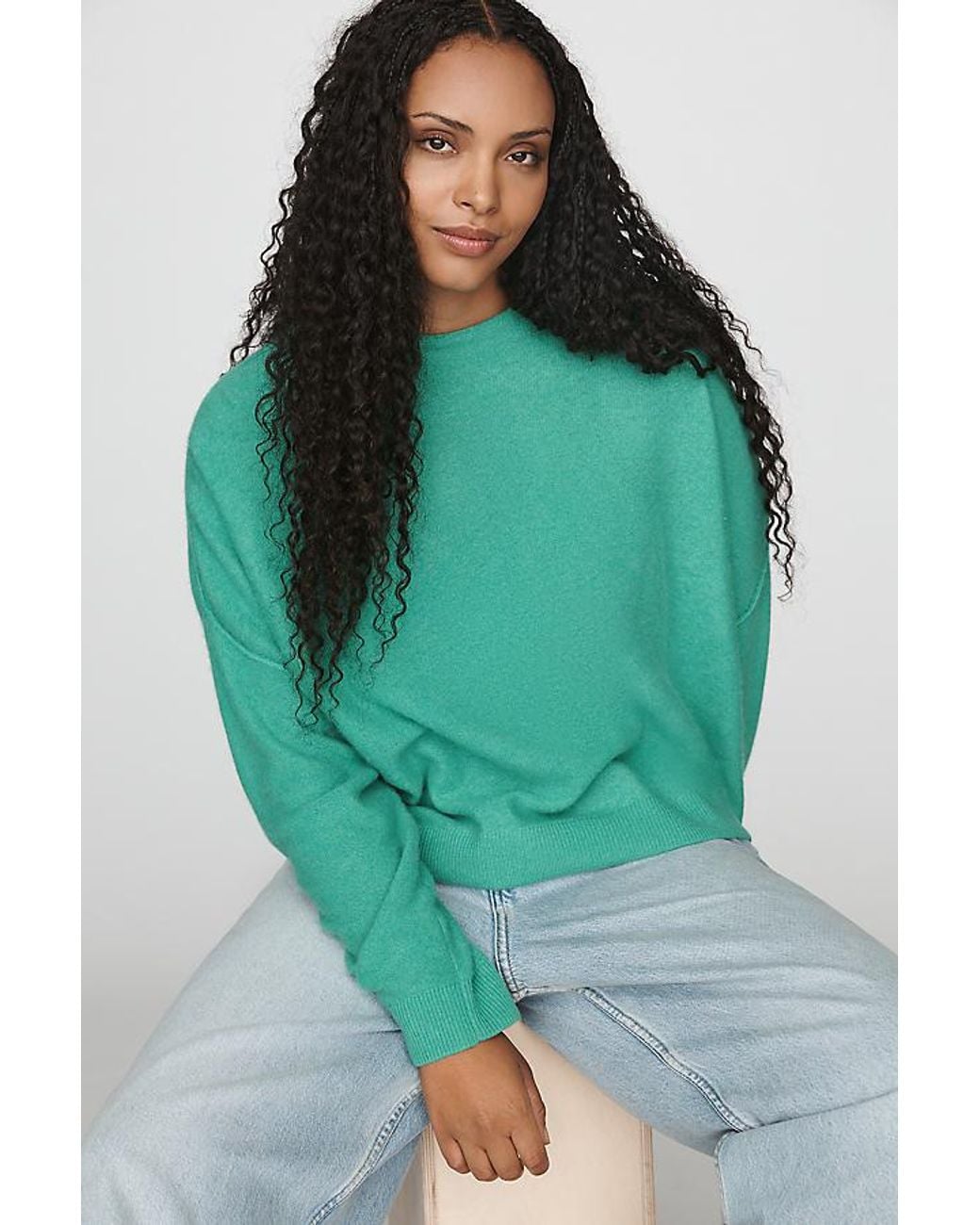 Pilcro Green Alani Cashmere Mock Neck Jumper