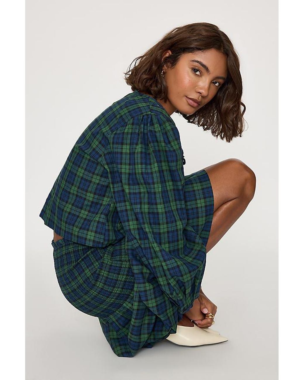 The Tiny Big Sister Blue Check Bow Blouse