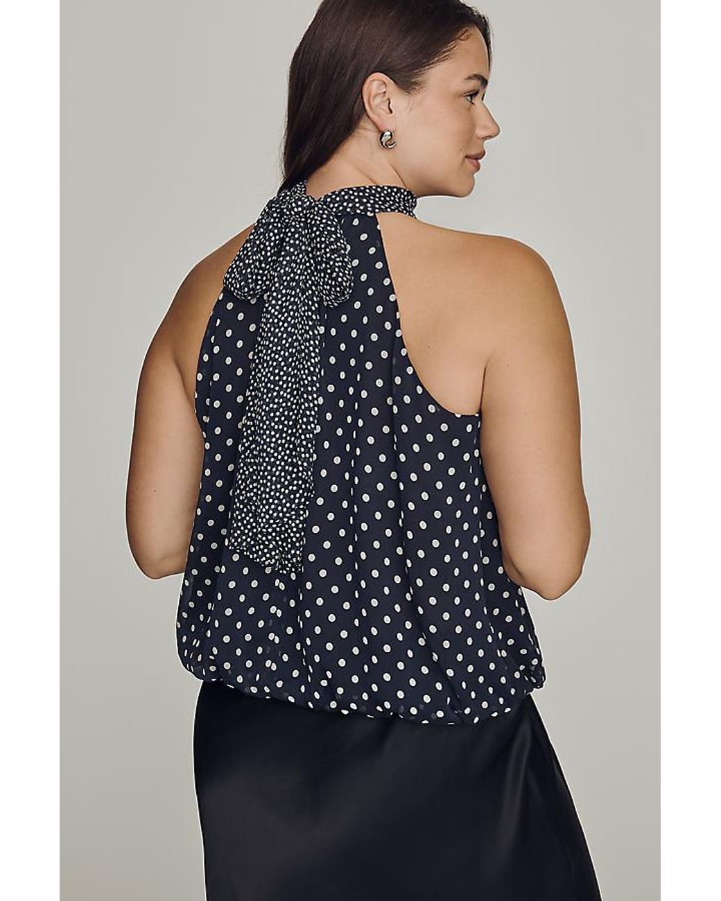 Maeve Blue Mock-Neck Bubble Top
