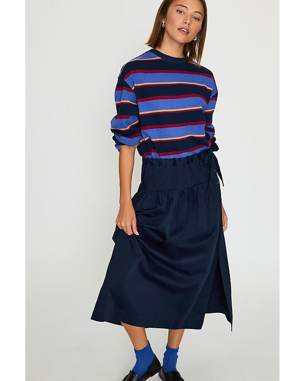Damson Madder Blue Josie Pleated Midi Skirt
