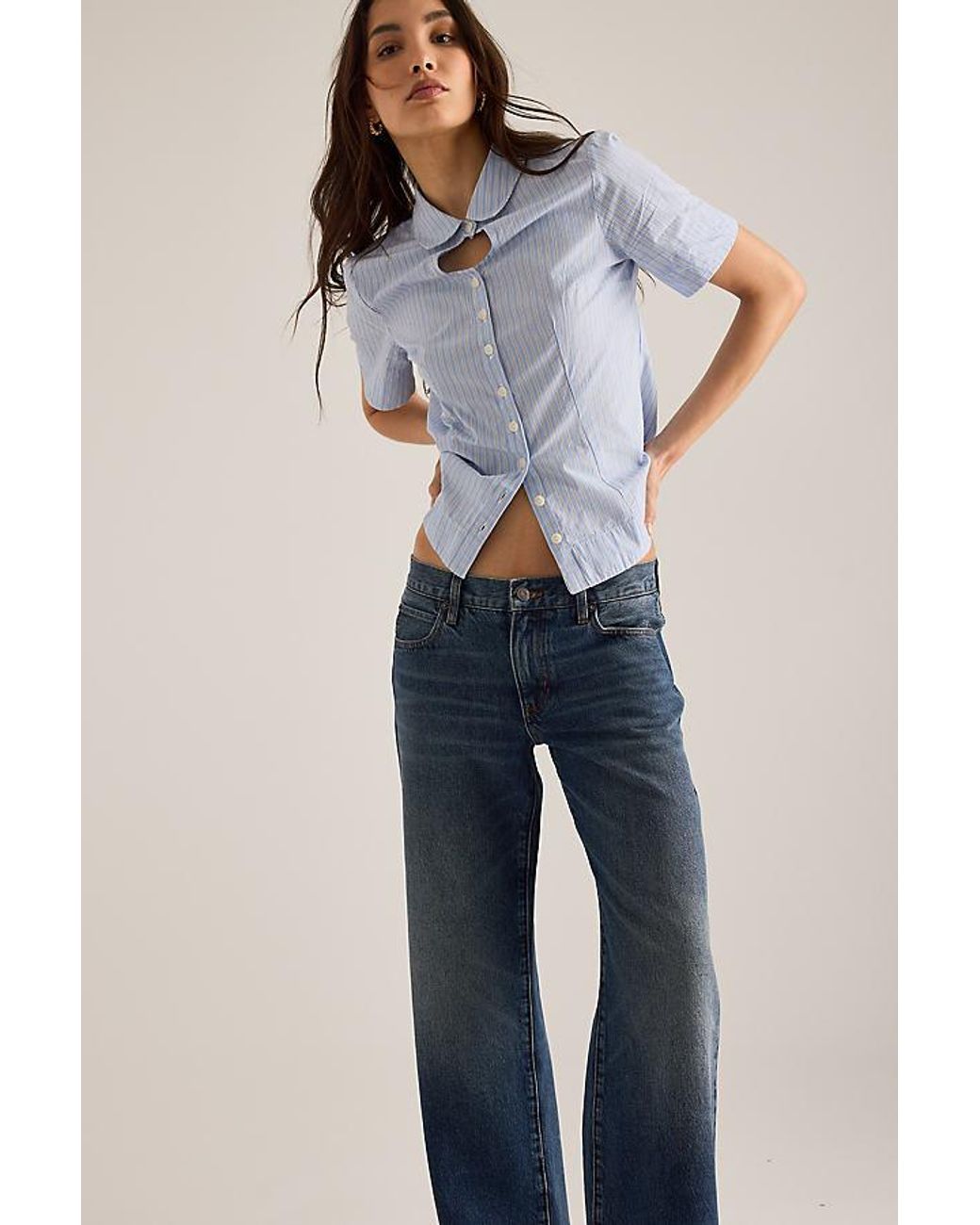 FRAME Blue The Saturday Low-Rise Straight-Leg Jeans