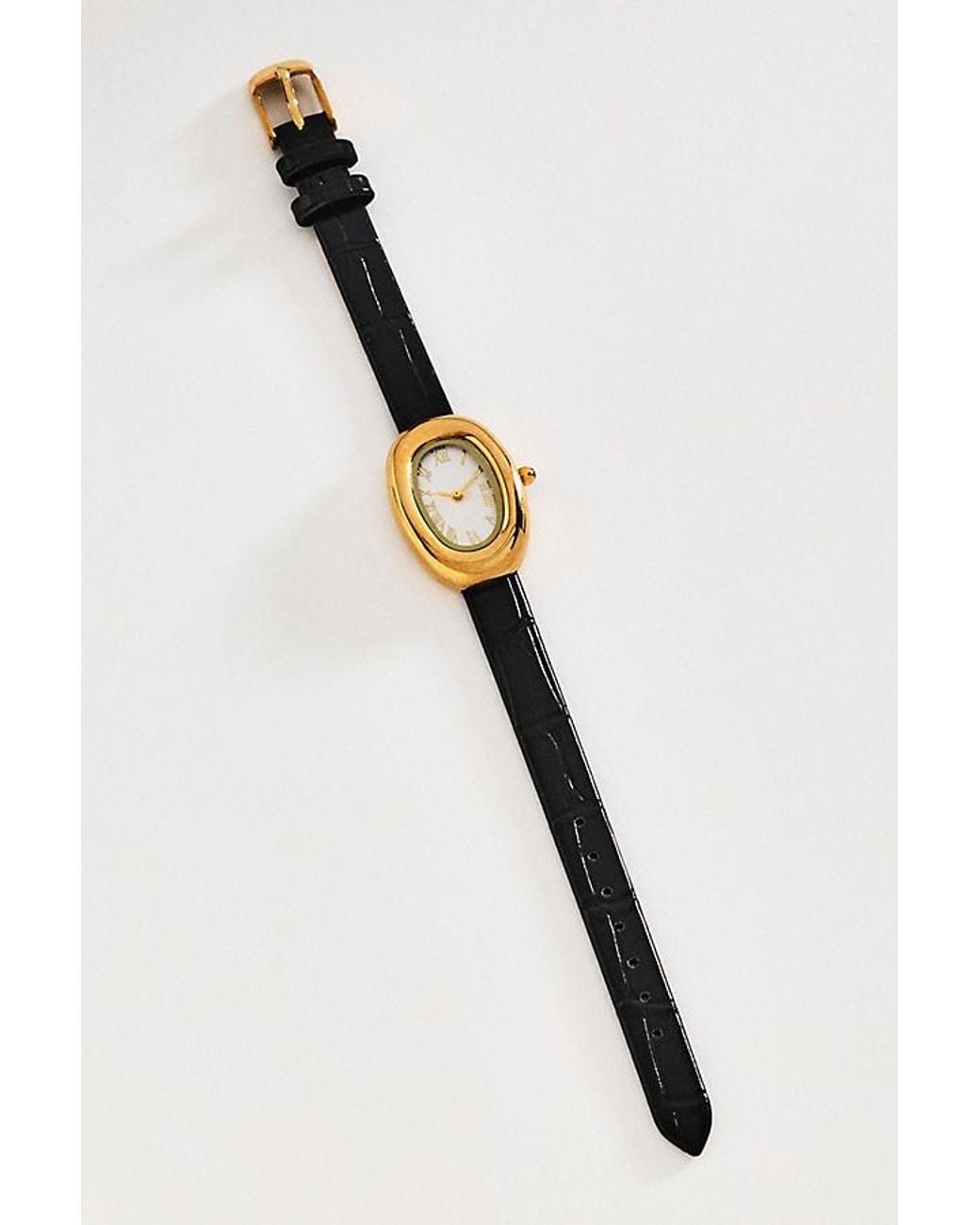 By Anthropologie Black Murphy Puffy Oval Watch