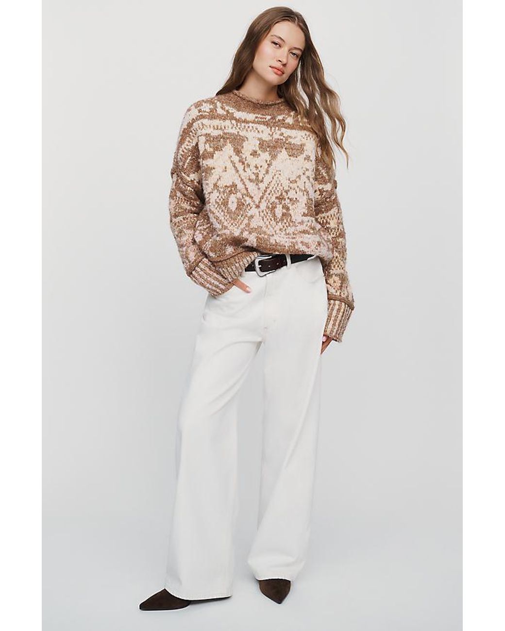 Pilcro Gray Relaxed Roll-Neck Jumper