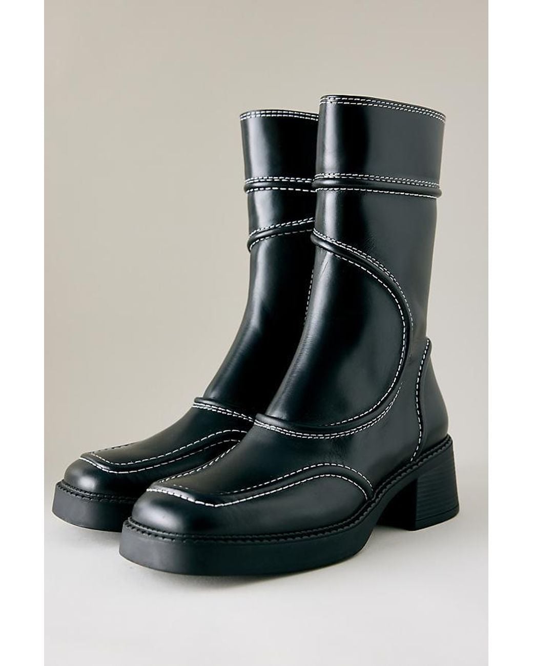 Miista Black Malene Leather Ankle Boots