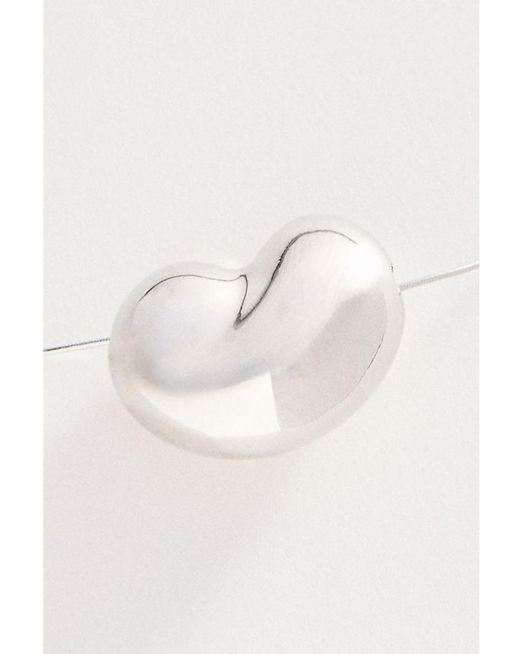By Anthropologie White Metal Bean Pendant Necklace