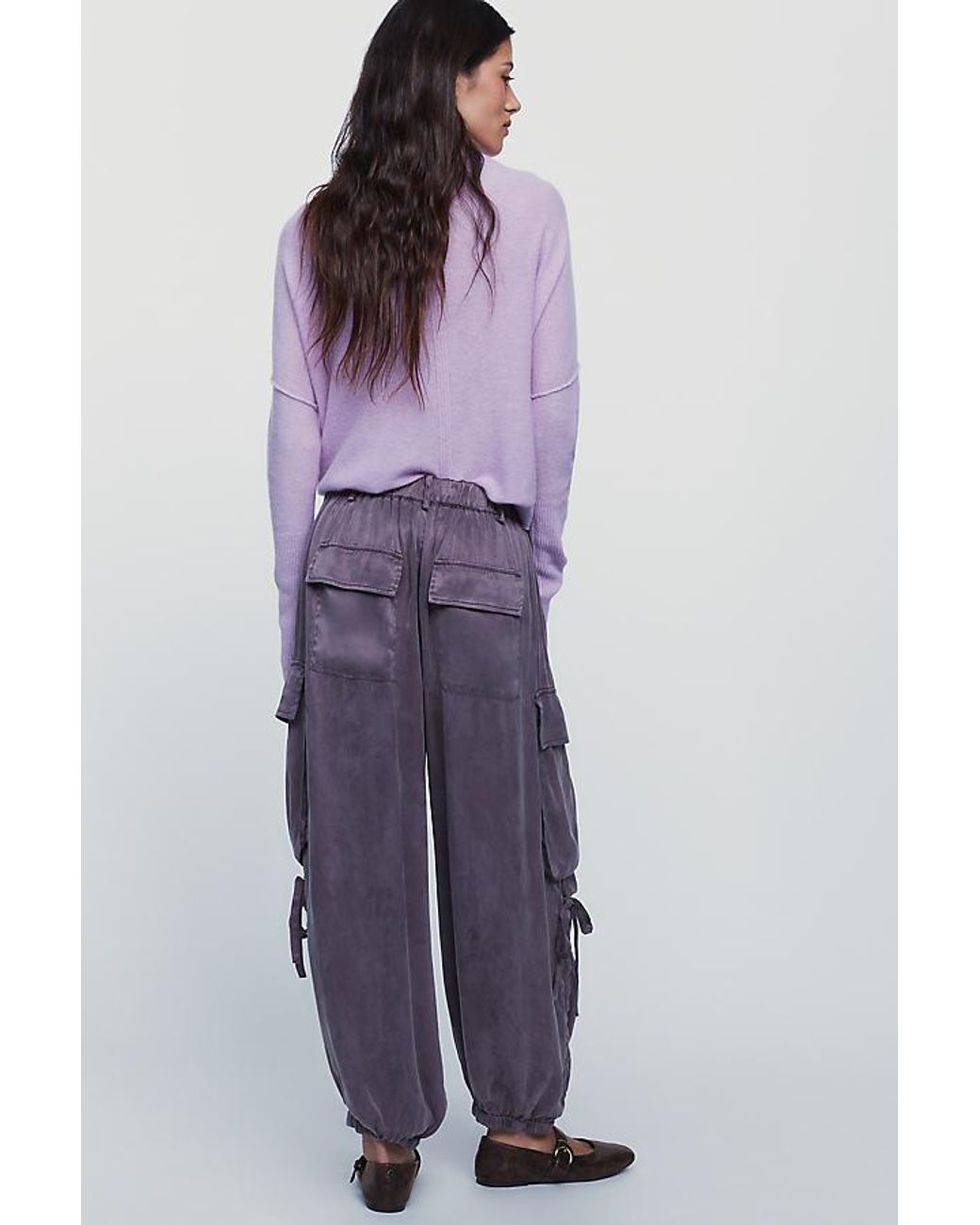 Pilcro Purple Cleo Mid-Rise Balloon Cargo Pants