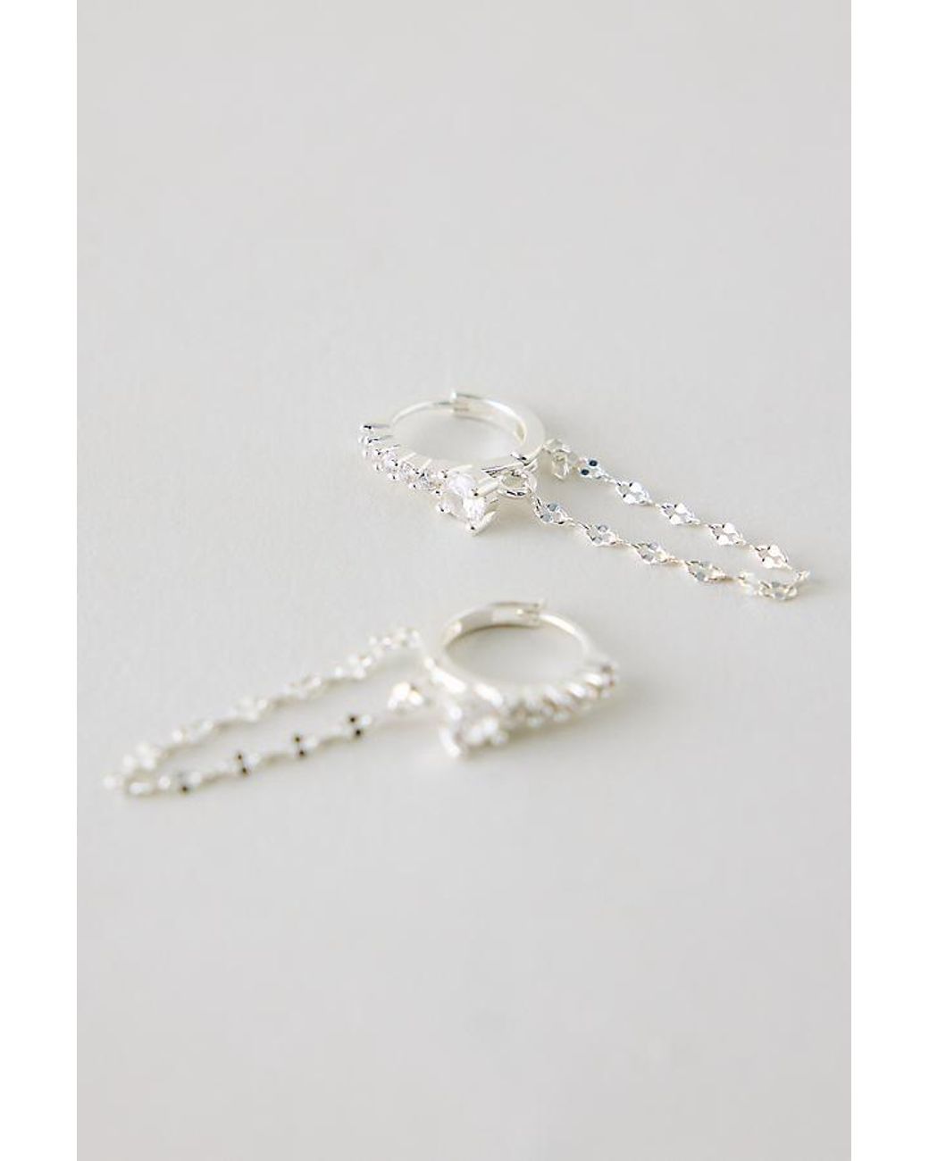 By Anthropologie Metallic Sparkle Chain Drop Huggie Hoop Earrings
