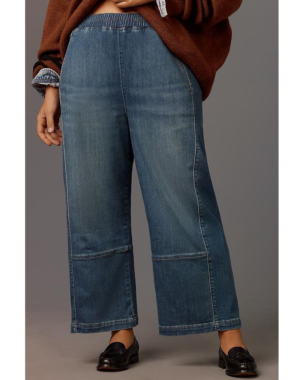 Pilcro Blue The Izzie Relaxed Pull-On Barrel Jeans By
