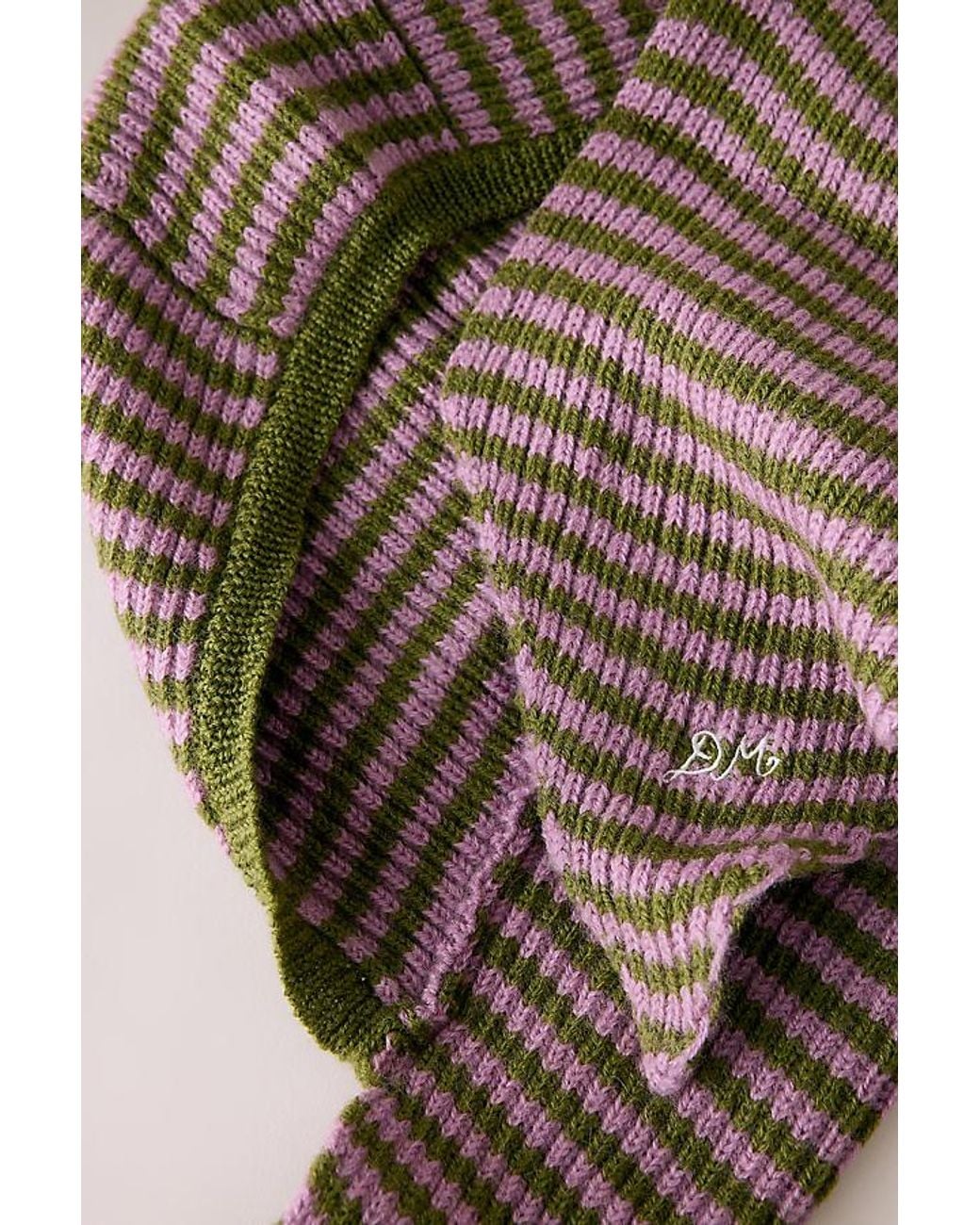Damson Madder Natural Striped 100% Wool Knit Hood