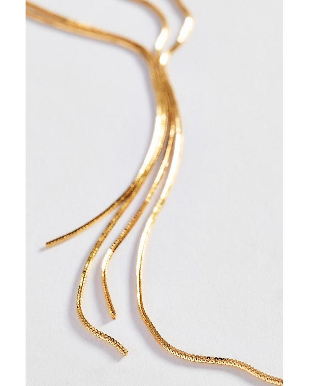 Anthropologie White Fringe Y-Neck Necklace