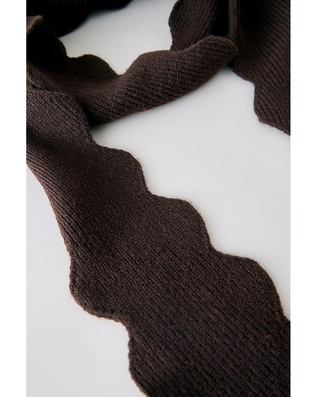 By Anthropologie Black Scallop Skinny Scarf