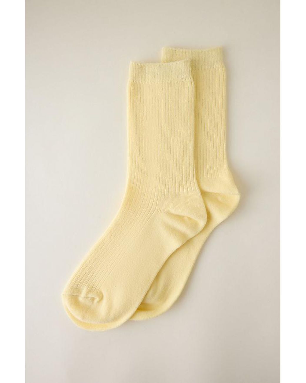 By Anthropologie Yellow Ribbed Trouser Socks