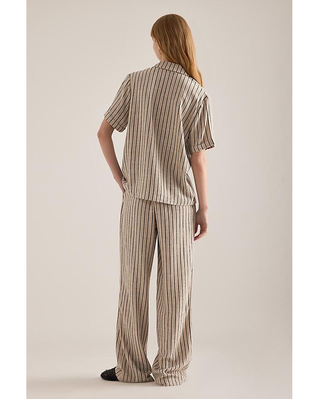 Object Natural Sanne Stripe Wide-Leg Trousers
