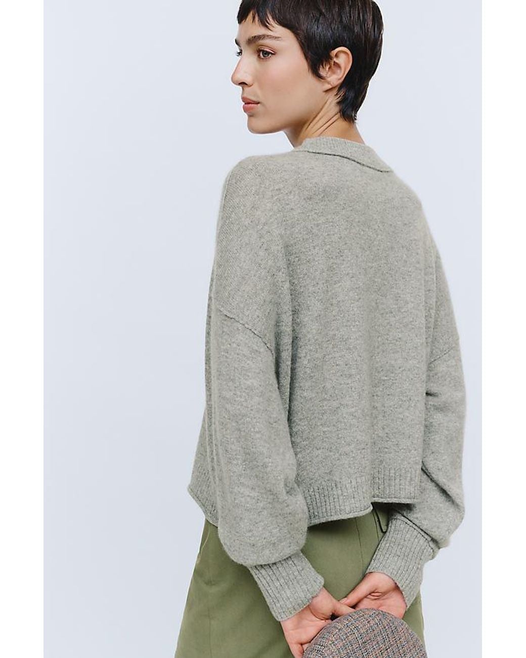 By Anthropologie Green The Goldie Cashmere Long-Sleeve Crew-Neck Jumper