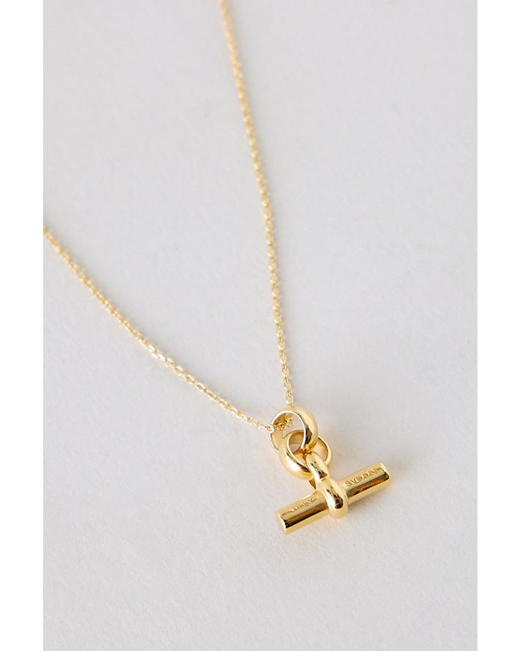 Tilly Sveaas White Plated Mini T-Bar Necklace