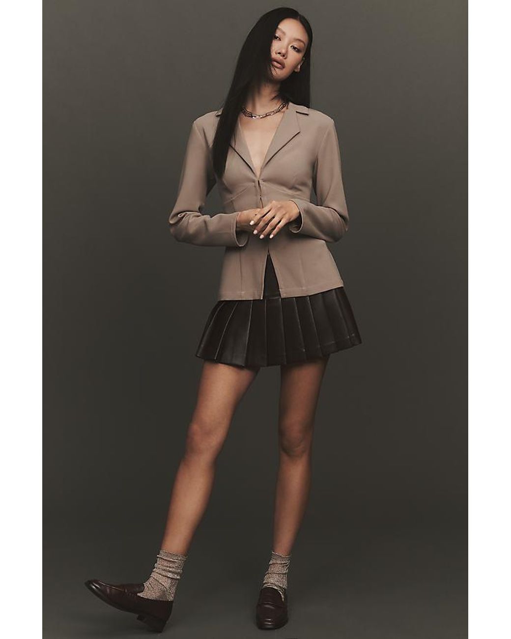 By Anthropologie Black Tailored Long-Sleeve Blazer Top