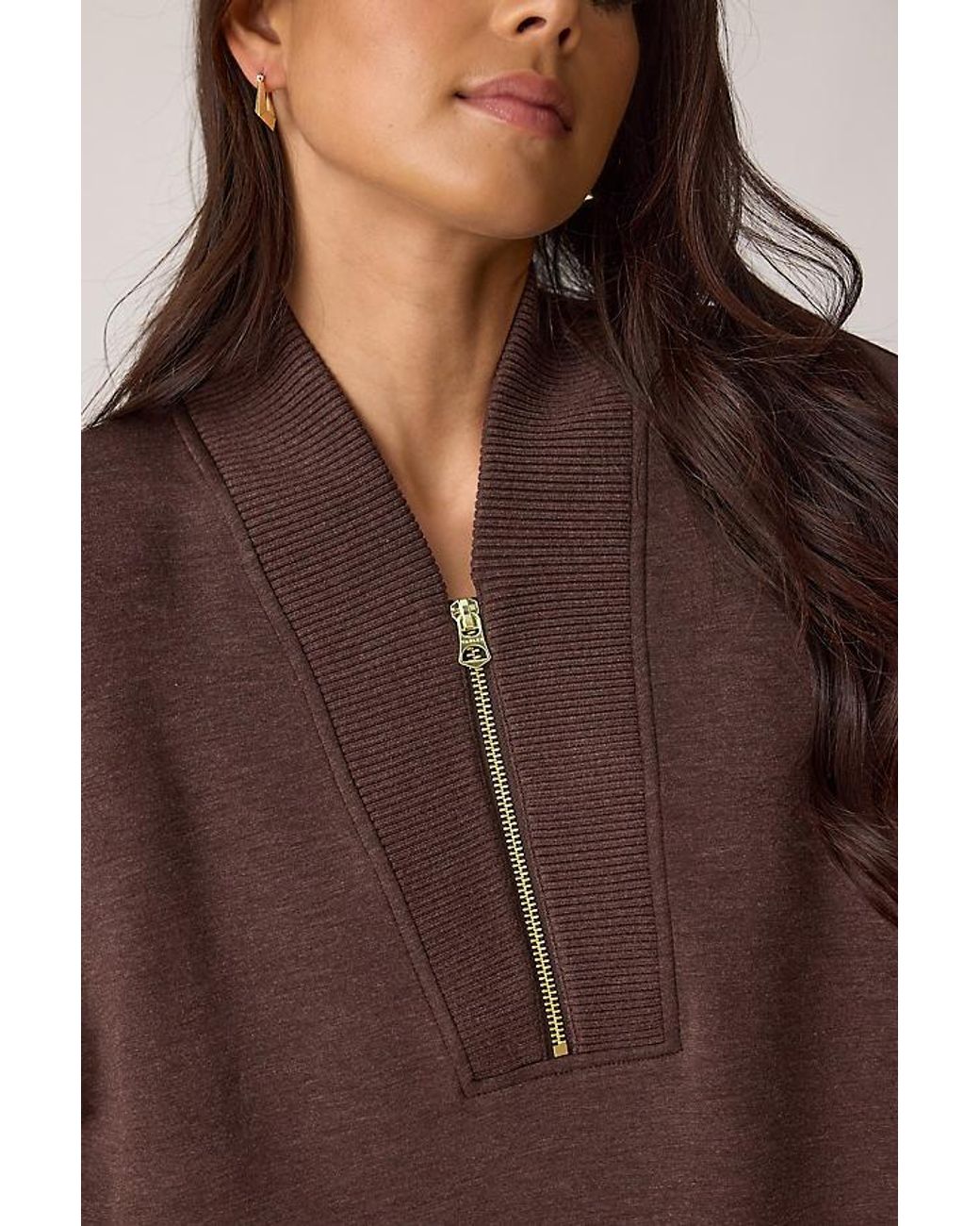 Varley Brown Sally Half-Zip Sweatshirt