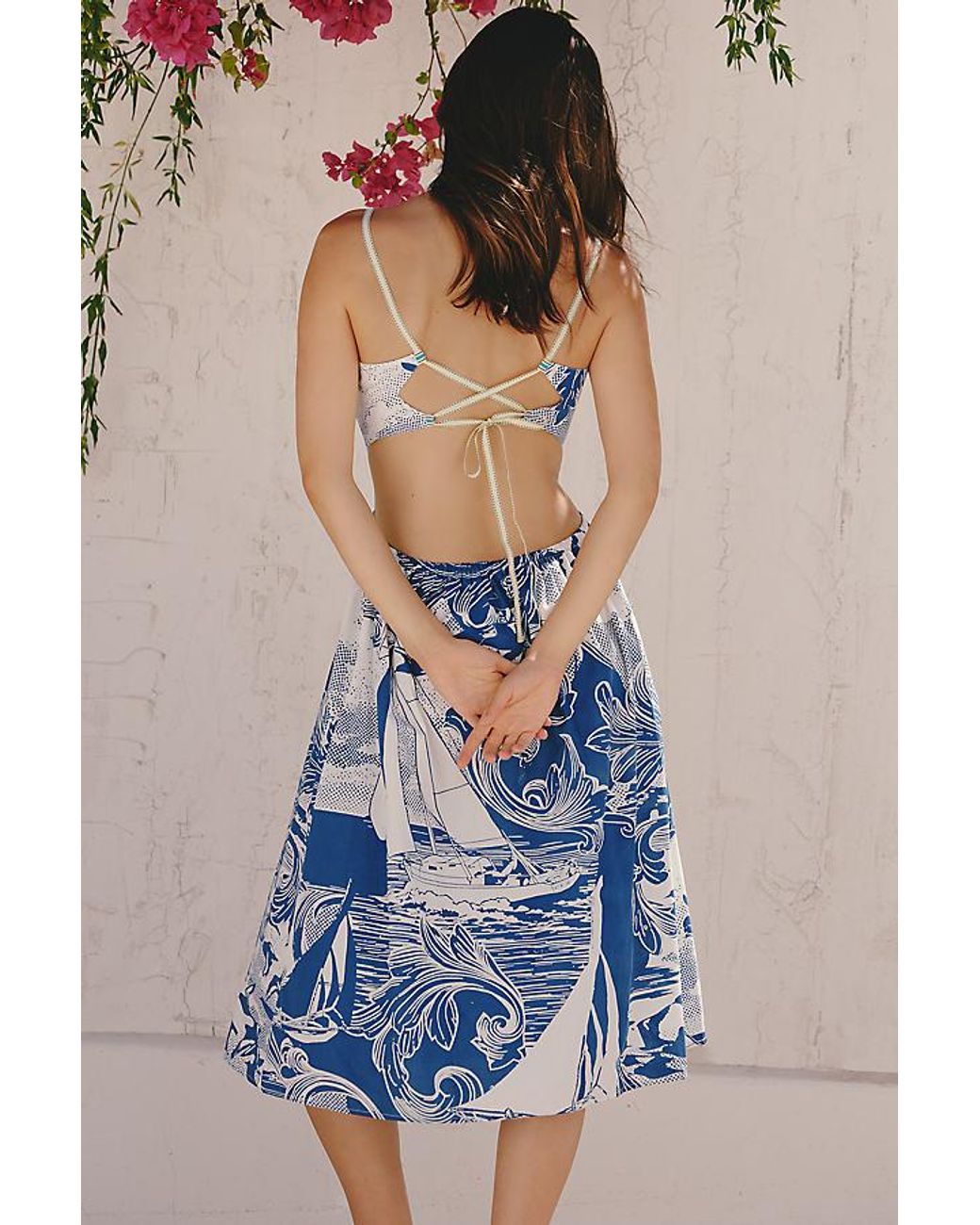 Celandine Blue Lace-Up Open-Back Dress