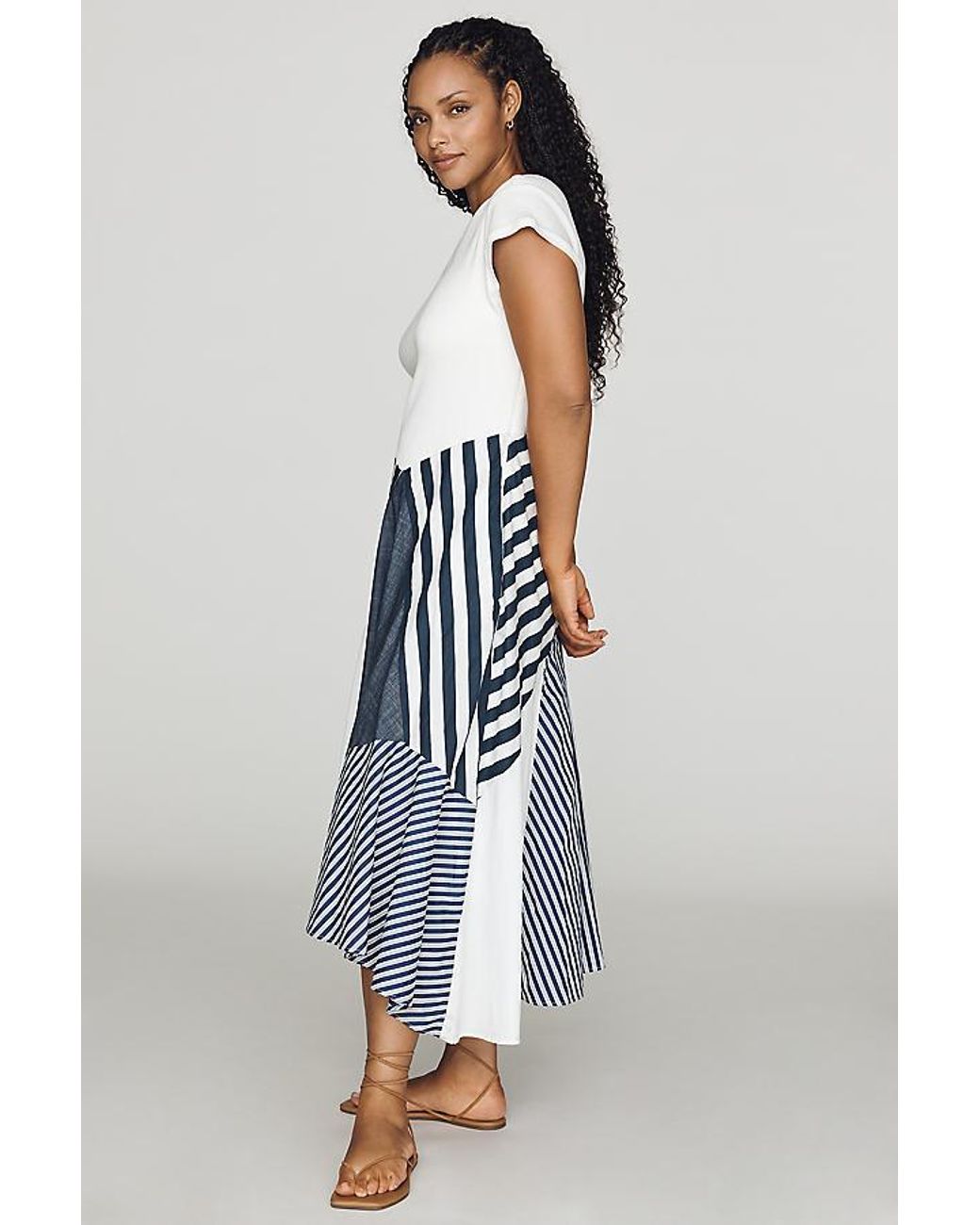 Maeve Multicolor Twofer Patchwork Midi Dress