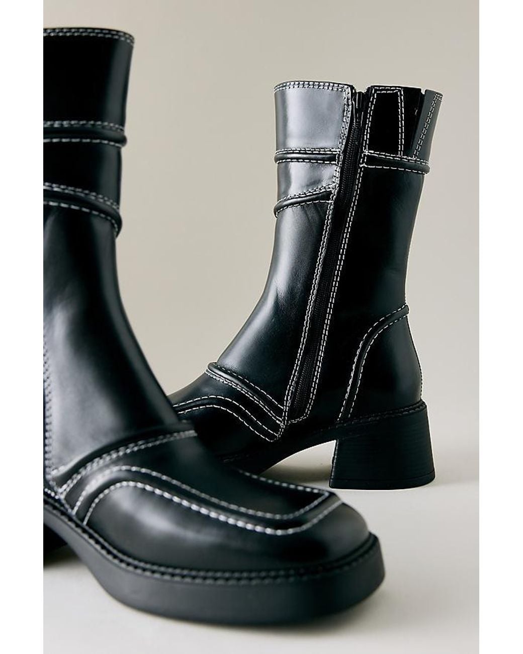 Miista Black Malene Leather Ankle Boots