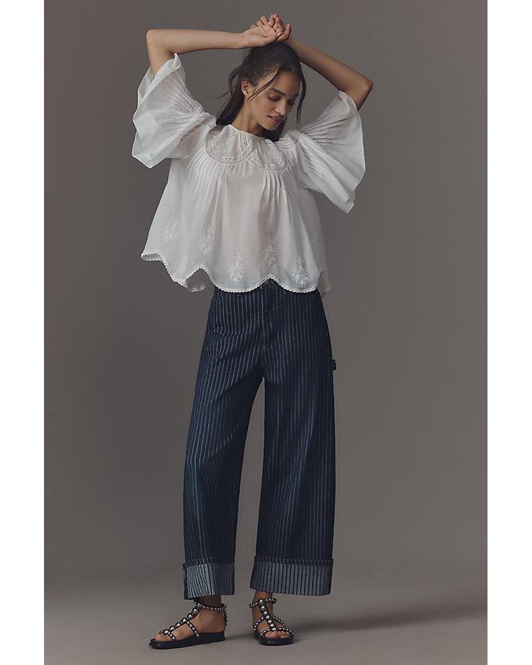 Pilcro Blue The Kayden High-Rise Carpenter Barrel Jeans By