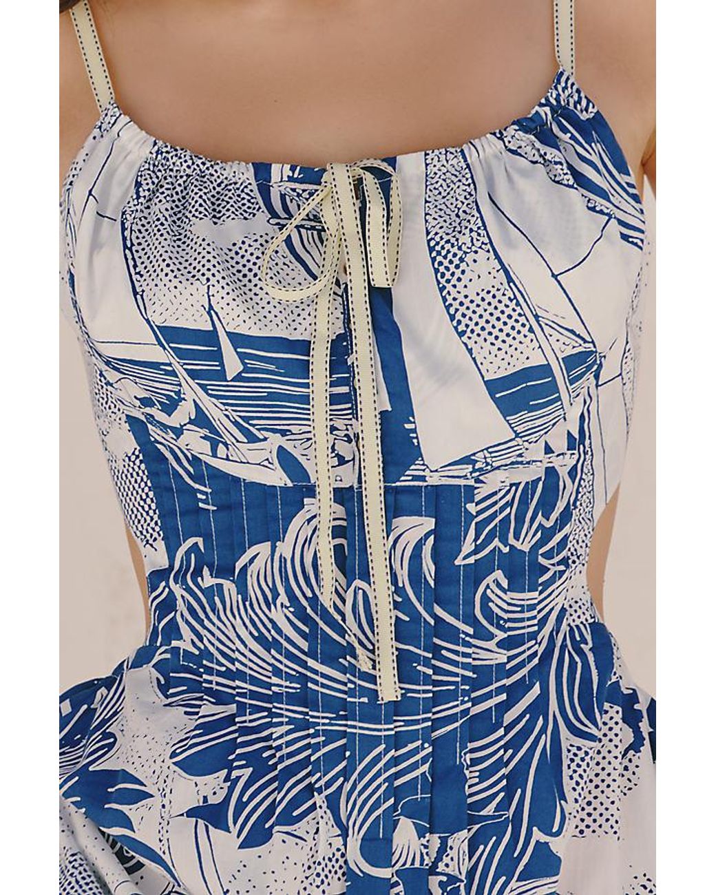Celandine Blue Lace-Up Open-Back Dress