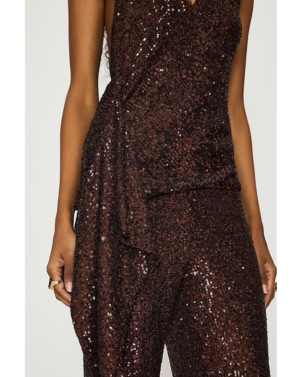 Bardot Brown Melanie Halter Sequin Top