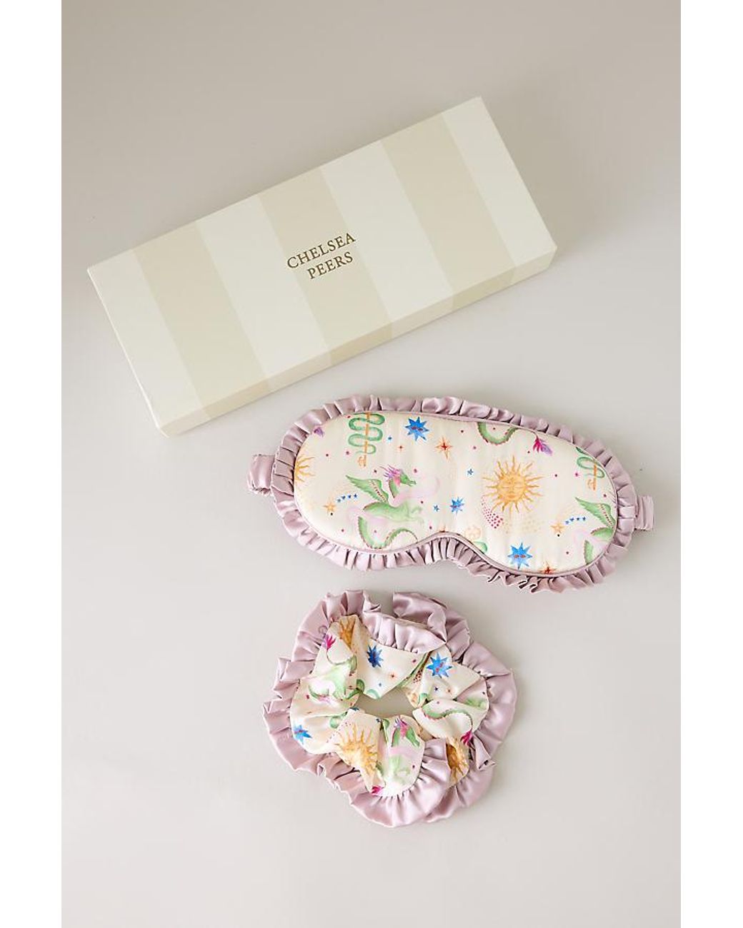 Chelsea Peers Natural Pure Silk Mythical Dragon Sleep Mask & Scrunchie Gift Set