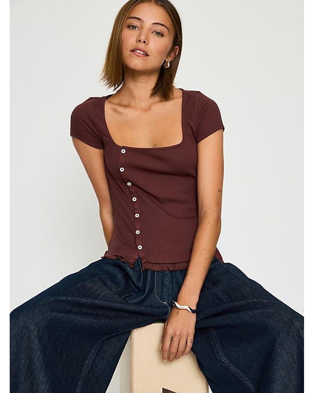 Damson Madder Blue Posie Short-Sleeve Top