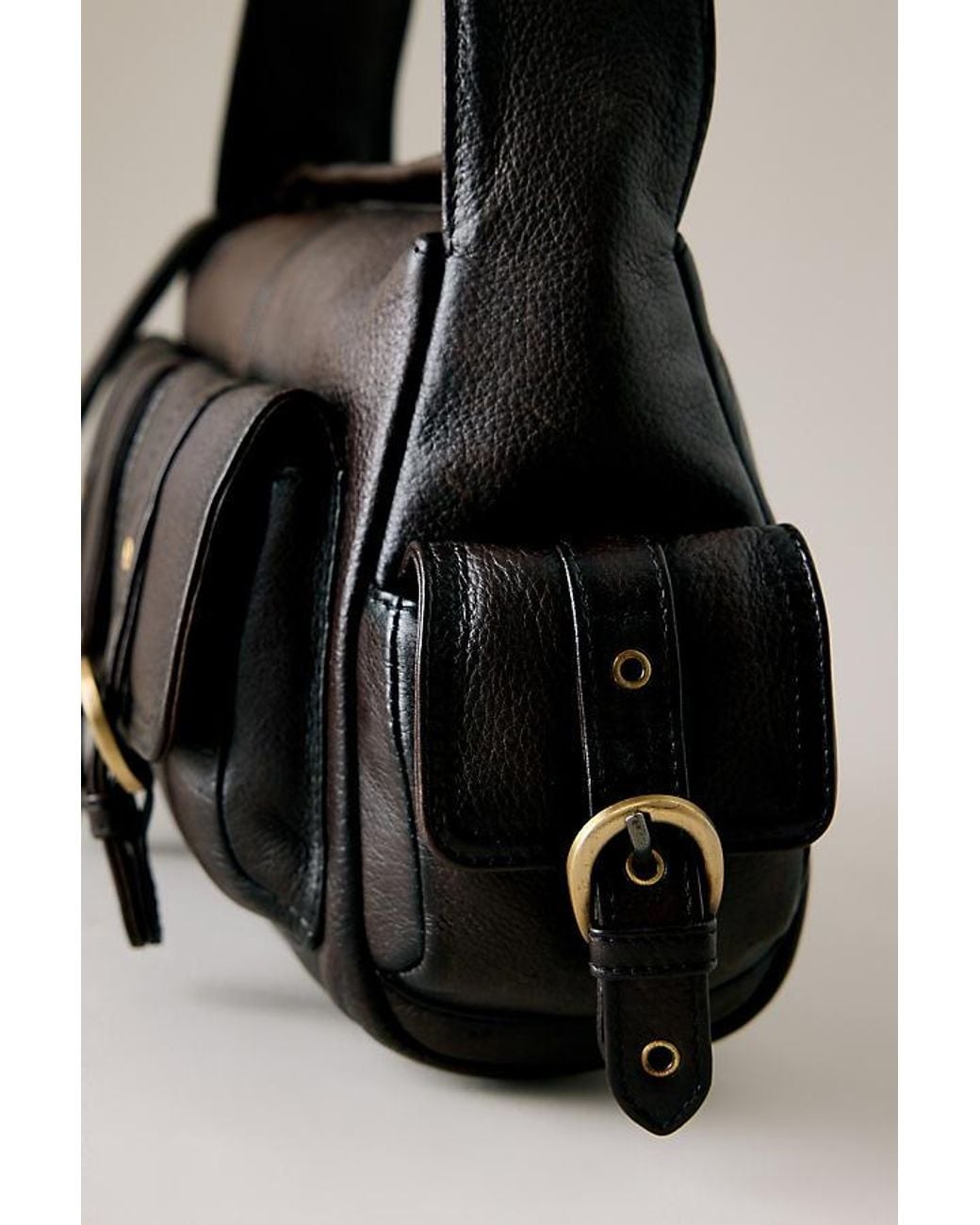 By Anthropologie Black The Leather Cargo Bag